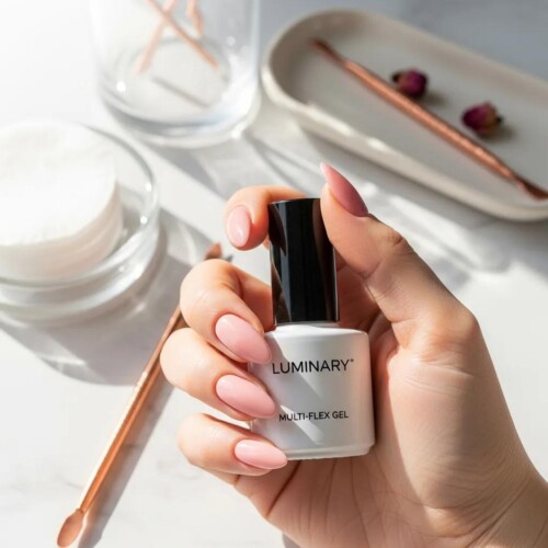 Vibrant manicure with Luminary Multi-Flex Gel showcasing flexibility and shine