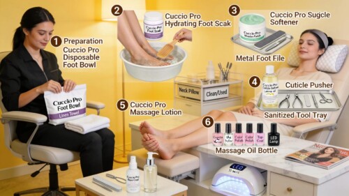 Visual representation of step-by-step guidelines for professional salon pedicure treatment